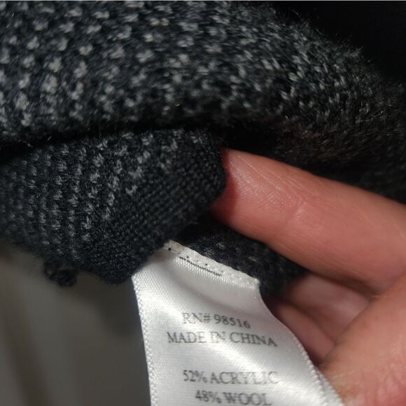 ColdwaterCreek M 10-12 WoolBlend KnittedBlackGray LngSlvButtons Women’s Cardigan - Picture 4 of 5